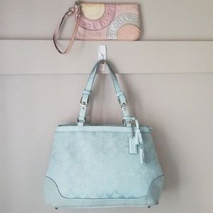 Coach suede trimmed tote carry all set